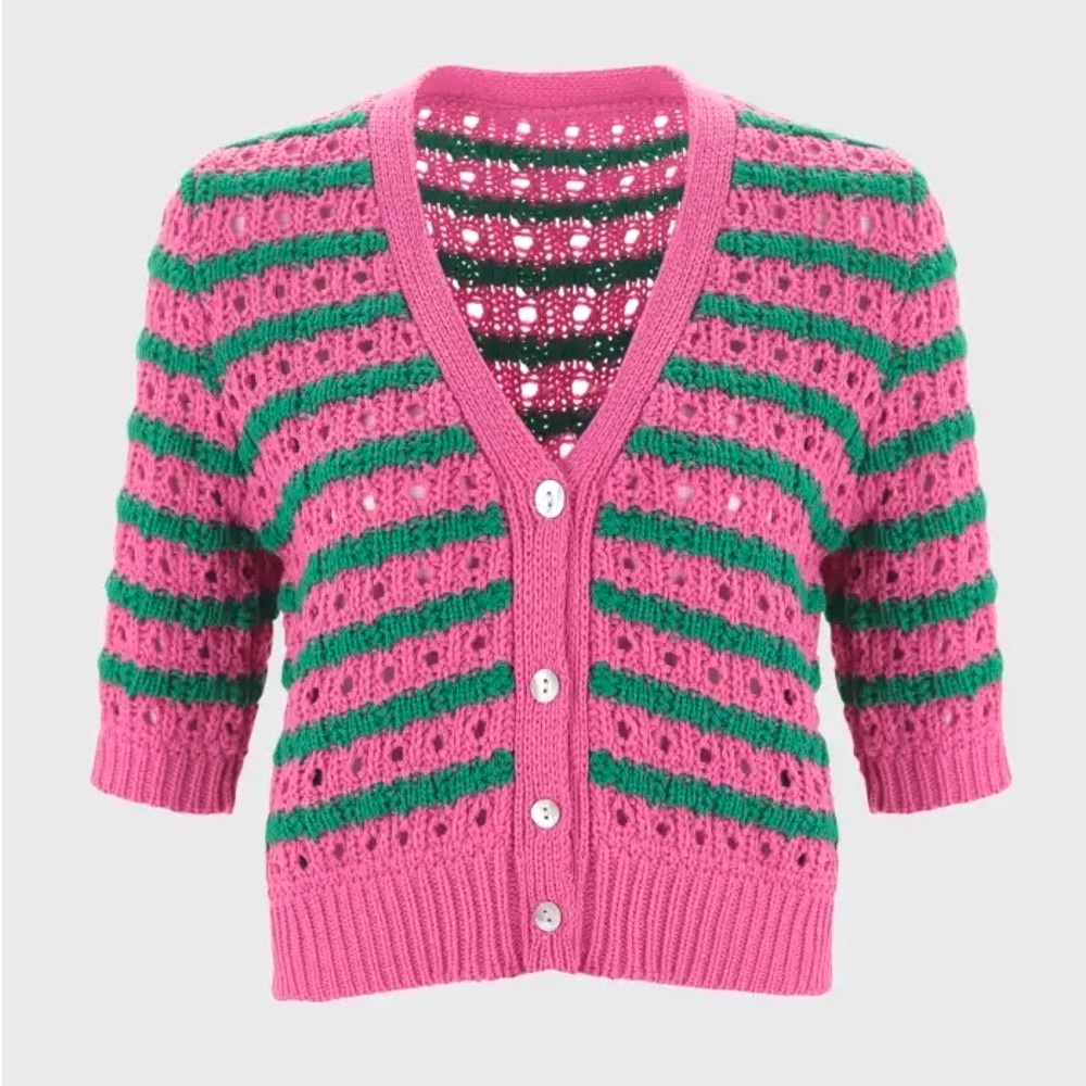 Zara Pointelle Knit Sweater Cardigan XS - Picture 4 of 5